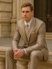 Mens 2 Button Peak Lapel Shiny Sharkskin Suit in Tan 4 P5-4348  - from alligatorwarehouse.com