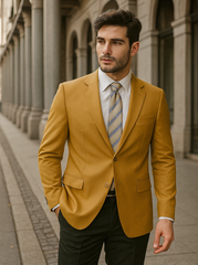 Mens 2 Button Poplin Dress Blazer in Gold