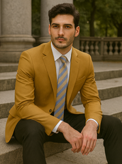 Mens 2 Button Poplin Dress Blazer in Gold