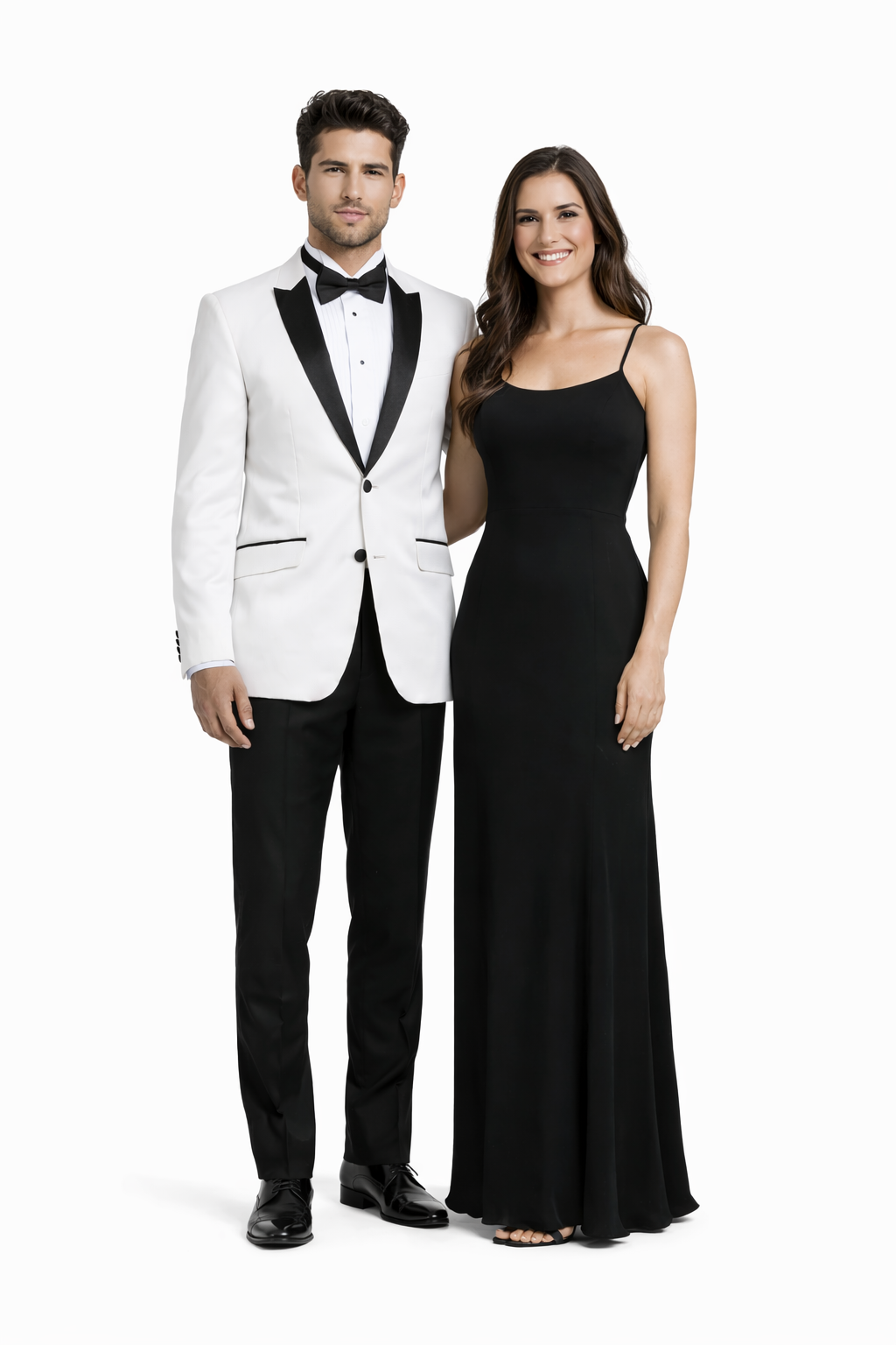 Mens 2 Buttton Slim Contrast Peak Lapel Side Vents Tuxedo in White