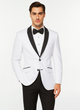 Mens 2 Buttton Slim Contrast Peak Lapel Tuxedo in White