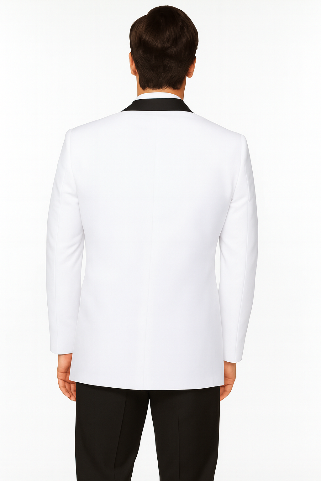 Mens 2 Buttton Slim Contrast Peak Lapel Tuxedo in White