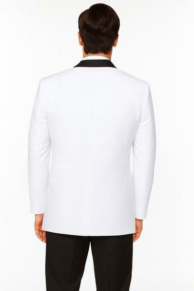 Mens 2 Buttton Slim Contrast Peak Lapel Tuxedo in White 2 SO1S2PS-1_WHITE_40S  - from alligatorwarehouse.com