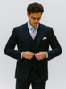 Mens 3 Button Vested Basic Wool Feel Suit in Navy 8 SO13TR-3_NAVY_36S  - from alligatorwarehouse.com
