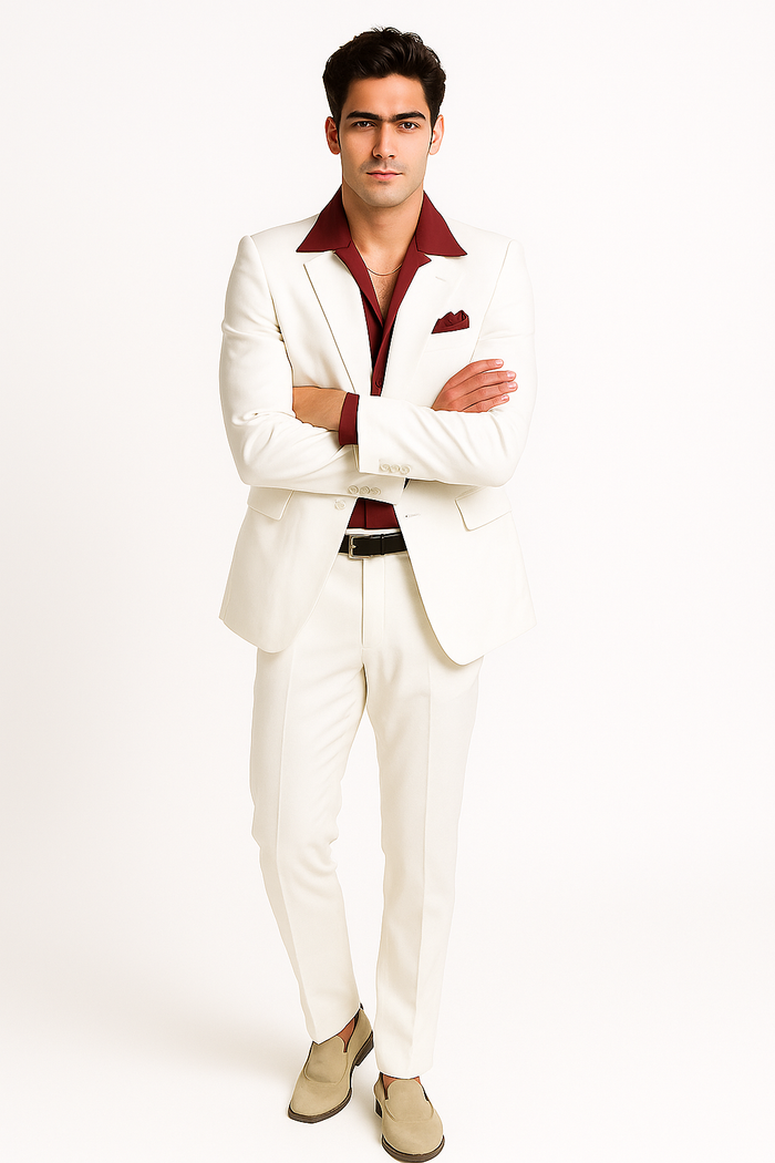 Mens Al Pacino Tony Montana Scarface Package | White Suit + Red Shirt