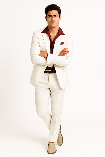 Mens Al Pacino Tony Montana Scarface Package | White Suit + Red Shirt