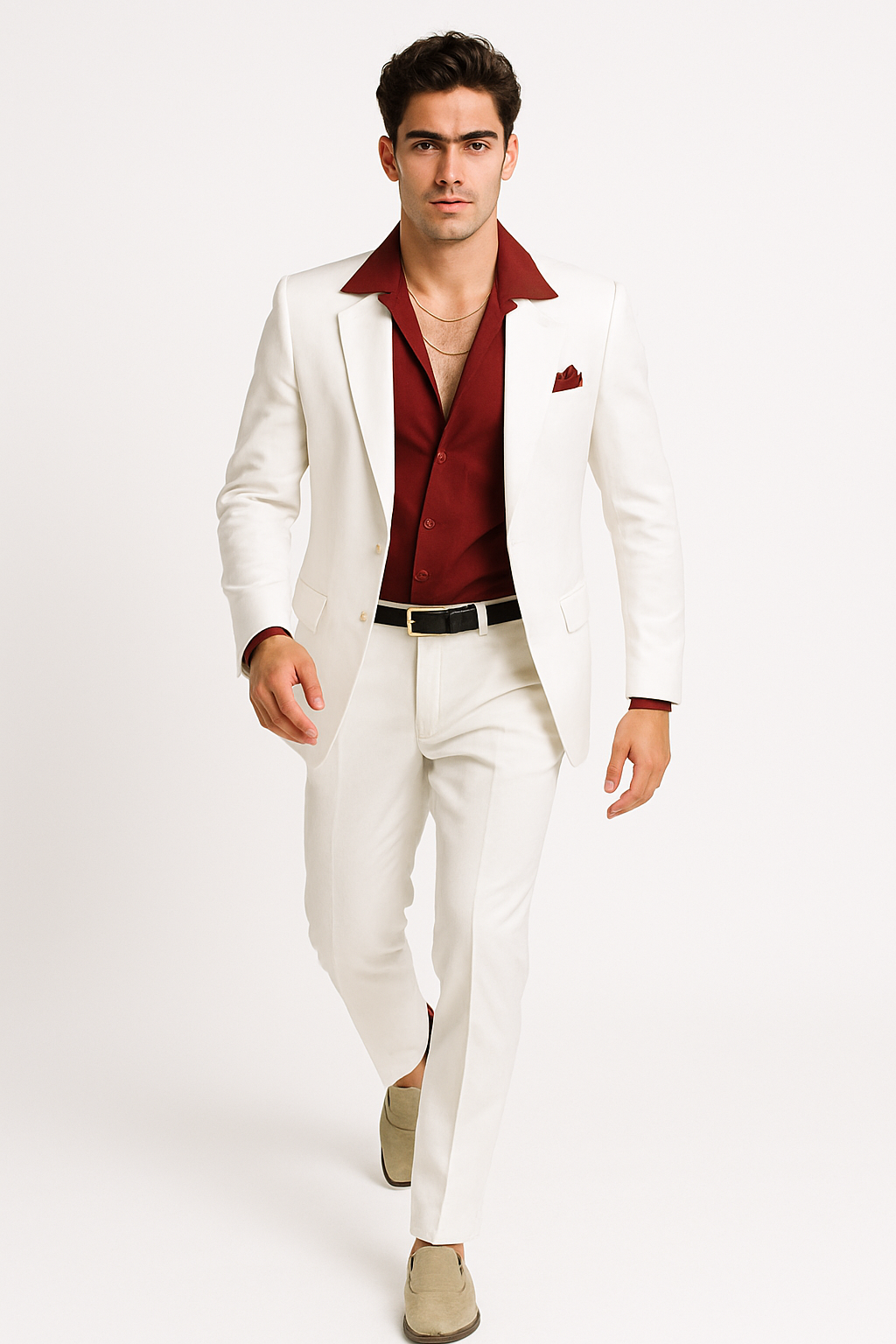 Mens Al Pacino Tony Montana Scarface Package | White Suit + Red Shirt