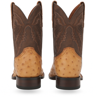 Dan Post Men's Alamosa Full Quill Ostrich Square Toe Boots - Sand 8 DP3876_7_D  - from alligatorwarehouse.com