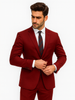 Mens Basic 2 Button Classic Fit Poplin Suit in Dark Red Light Burgundy 8 M255US-05  - from alligatorwarehouse.com