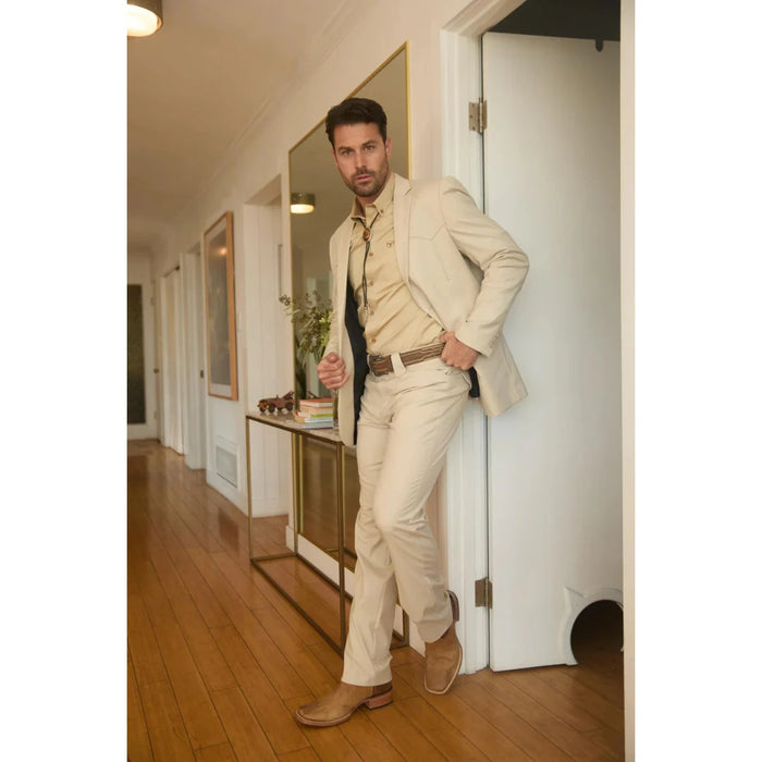 Men’s Beige Platini Western Sport Suit with Classic Elbow Patches