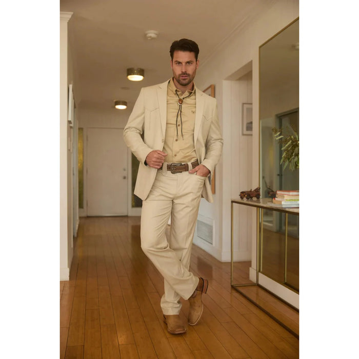 Men’s Beige Platini Western Sport Suit with Classic Elbow Patches