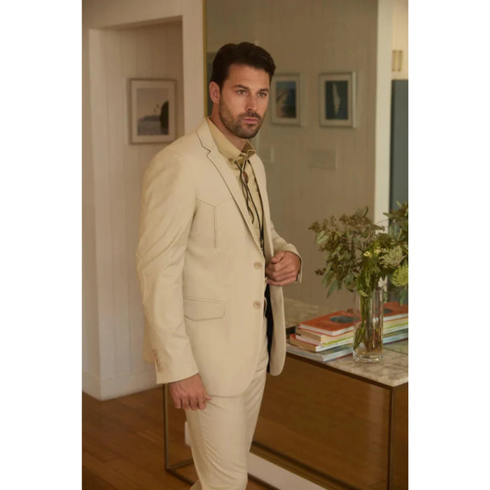 Men’s Beige Platini Western Sport Suit with Classic Elbow Patches