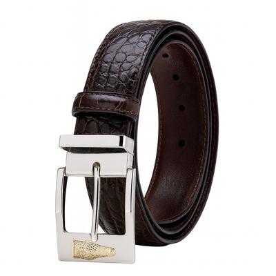 Mens Belvedere Alligator Dress Belt in Brown 2 MEN 2008 COGNAC-44-ALLIGATOR BELT  - from alligatorwarehouse.com