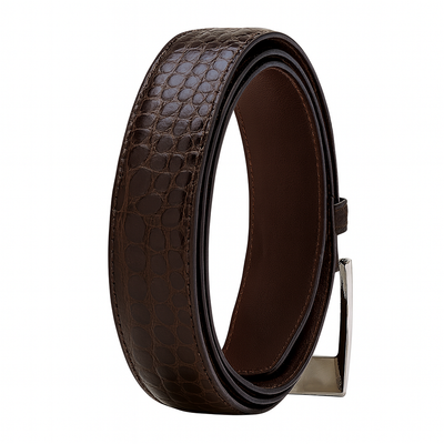 Mens Belvedere Alligator Dress Belt in Brown 3 MEN 2008 COGNAC-44-ALLIGATOR BELT  - from alligatorwarehouse.com