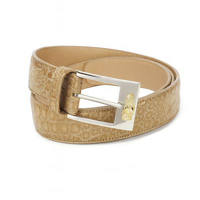 Mens Belvedere Alligator Dress Belt in Taupe 2 MEN 2008 COGNAC-44-ALLIGATOR BELT  - from alligatorwarehouse.com