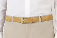 Mens Belvedere Alligator Dress Belt in Taupe