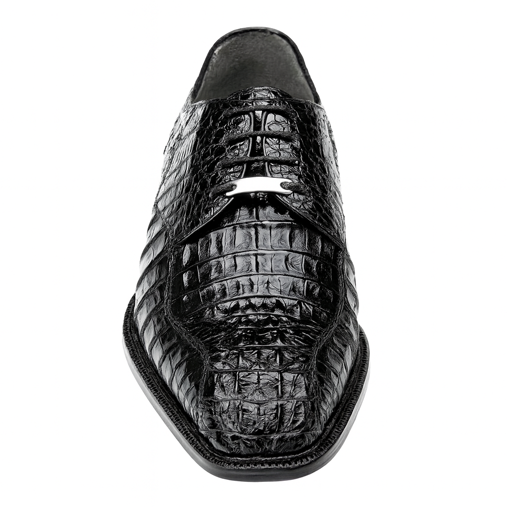 Mens Belvedere Chapo Caiman Crocodile Hornback Dress Shoe in Black 2 MEN 1465 BLACK-M-10  - from alligatorwarehouse.com