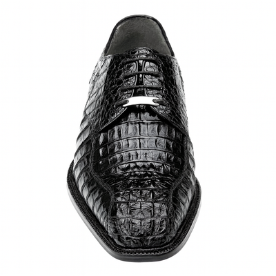 Mens Belvedere Chapo Caiman Crocodile Hornback Dress Shoe in Black 2 MEN 1465 BLACK-M-09  - from alligatorwarehouse.com