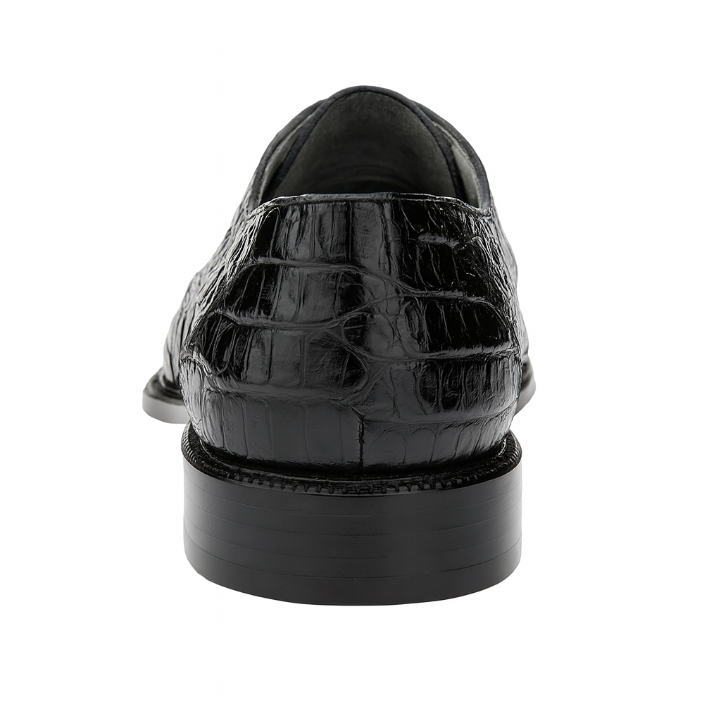 Mens Belvedere Chapo Caiman Crocodile Hornback Dress Shoe in Black 3 MEN 1465 BLACK-M-10  - from alligatorwarehouse.com