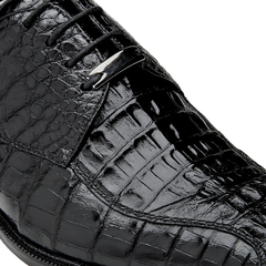 Mens Belvedere Chapo Caiman Crocodile Hornback Dress Shoe in Black