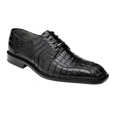 Mens Belvedere Chapo Caiman Crocodile Hornback Dress Shoe in Black 6 MEN 1465 BLACK-M-09  - from alligatorwarehouse.com