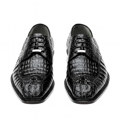Mens Belvedere Chapo Caiman Crocodile Hornback Dress Shoe in Black 8 MEN 1465 BLACK-M-09  - from alligatorwarehouse.com
