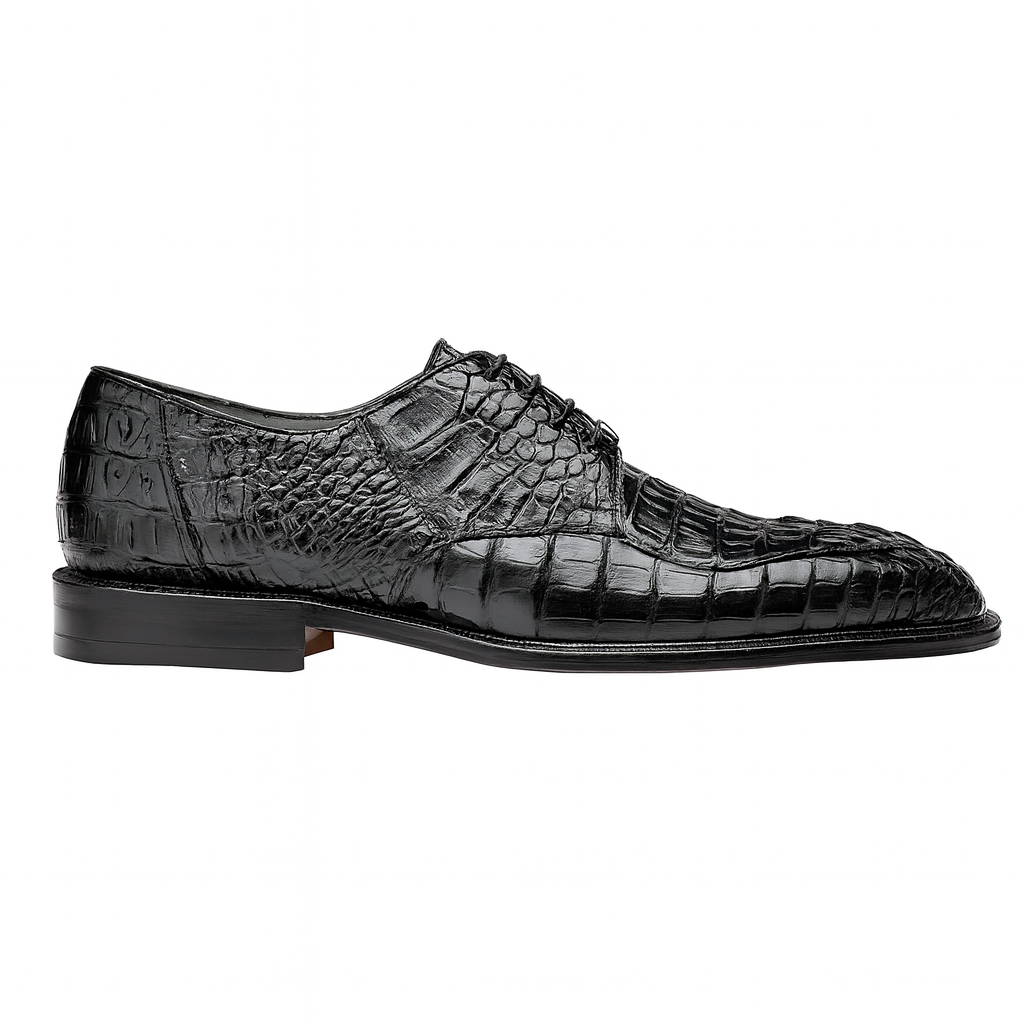 Mens Belvedere Chapo Caiman Crocodile Hornback Dress Shoe in Black 9 MEN 1465 BLACK-M-10  - from alligatorwarehouse.com