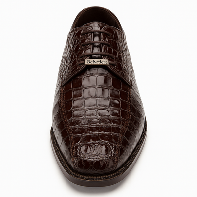 Mens Belvedere Chapo Caiman Crocodile Hornback Dress Shoe in Brown 2 MEN 1465 BROWN-M-09.5  - from alligatorwarehouse.com