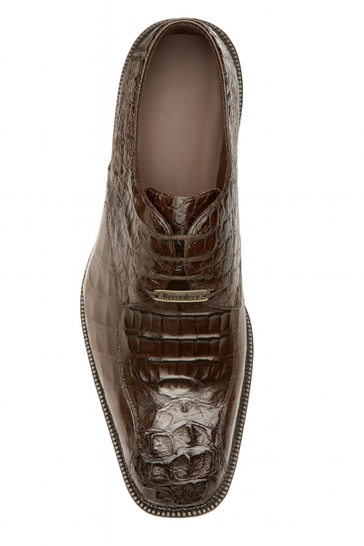 Mens Belvedere Chapo Caiman Crocodile Hornback Dress Shoe in Brown 4 MEN 1465 BROWN-M-09.5  - from alligatorwarehouse.com