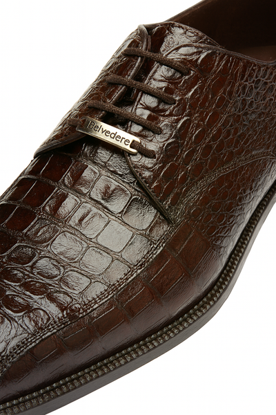 Mens Belvedere Chapo Caiman Crocodile Hornback Dress Shoe in Brown 5 MEN 1465 BROWN-M-09.5  - from alligatorwarehouse.com