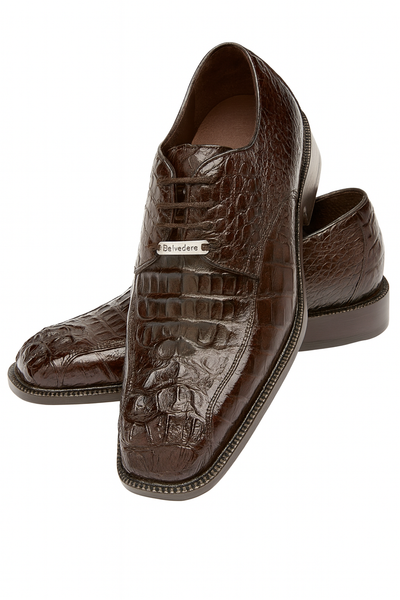 Mens Belvedere Chapo Caiman Crocodile Hornback Dress Shoe in Brown 7 MEN 1465 BROWN-M-09.5  - from alligatorwarehouse.com