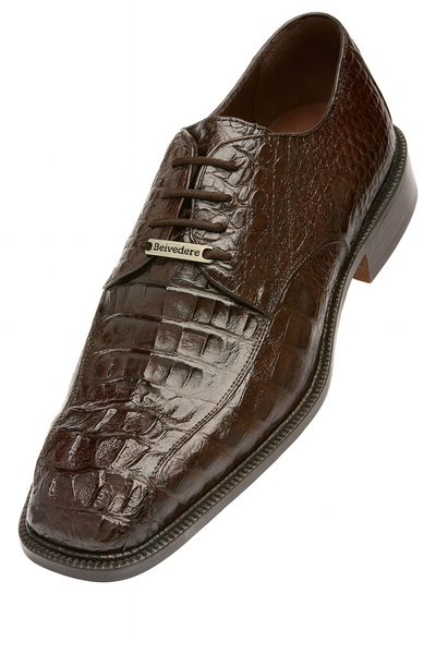Mens Belvedere Chapo Caiman Crocodile Hornback Dress Shoe in Brown 8 MEN 1465 BROWN-M-09.5  - from alligatorwarehouse.com