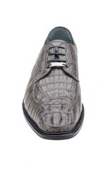 Mens Belvedere Chapo Caiman Crocodile Hornback Dress Shoe in Grey