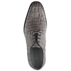 Mens Belvedere Chapo Caiman Crocodile Hornback Dress Shoe in Grey