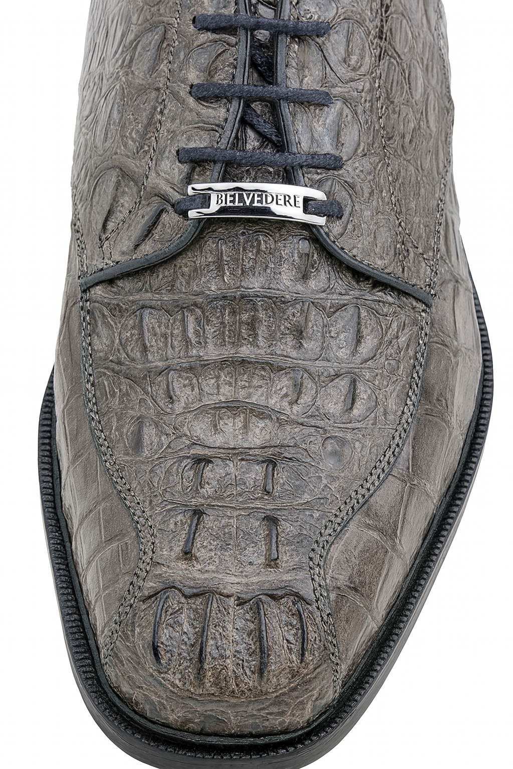 Mens Belvedere Chapo Caiman Crocodile Hornback Dress Shoe in Grey 6 MEN 1465 BLACK-M-10  - from alligatorwarehouse.com