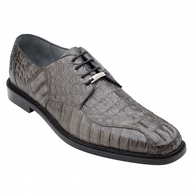 Mens Belvedere Chapo Caiman Crocodile Hornback Dress Shoe in Grey 9 MEN 1465 BLACK-M-09  - from alligatorwarehouse.com