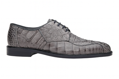 Mens Belvedere Chapo Caiman Crocodile Hornback Dress Shoe in Grey 10 MEN 1465 BLACK-M-09  - from alligatorwarehouse.com