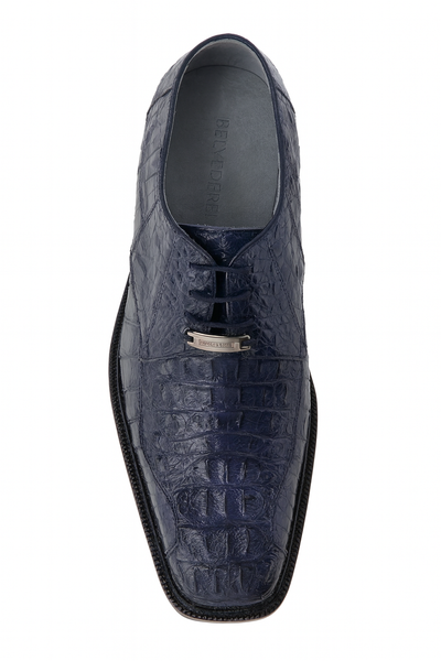 Mens Belvedere Chapo Caiman Crocodile Hornback Dress Shoe in Navy 9 MEN 1465 NAVY-M-09  - from alligatorwarehouse.com