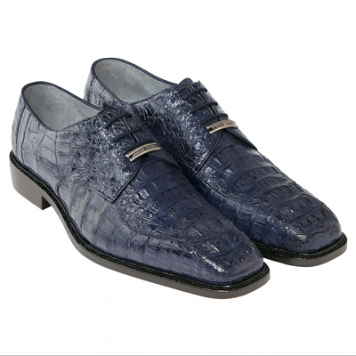 Mens Belvedere Chapo Caiman Crocodile Hornback Dress Shoe in Navy 11 MEN 1465 NAVY-M-09  - from alligatorwarehouse.com