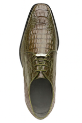 Mens Belvedere Chapo Caiman Crocodile Hornback Dress Shoe in Olive Green