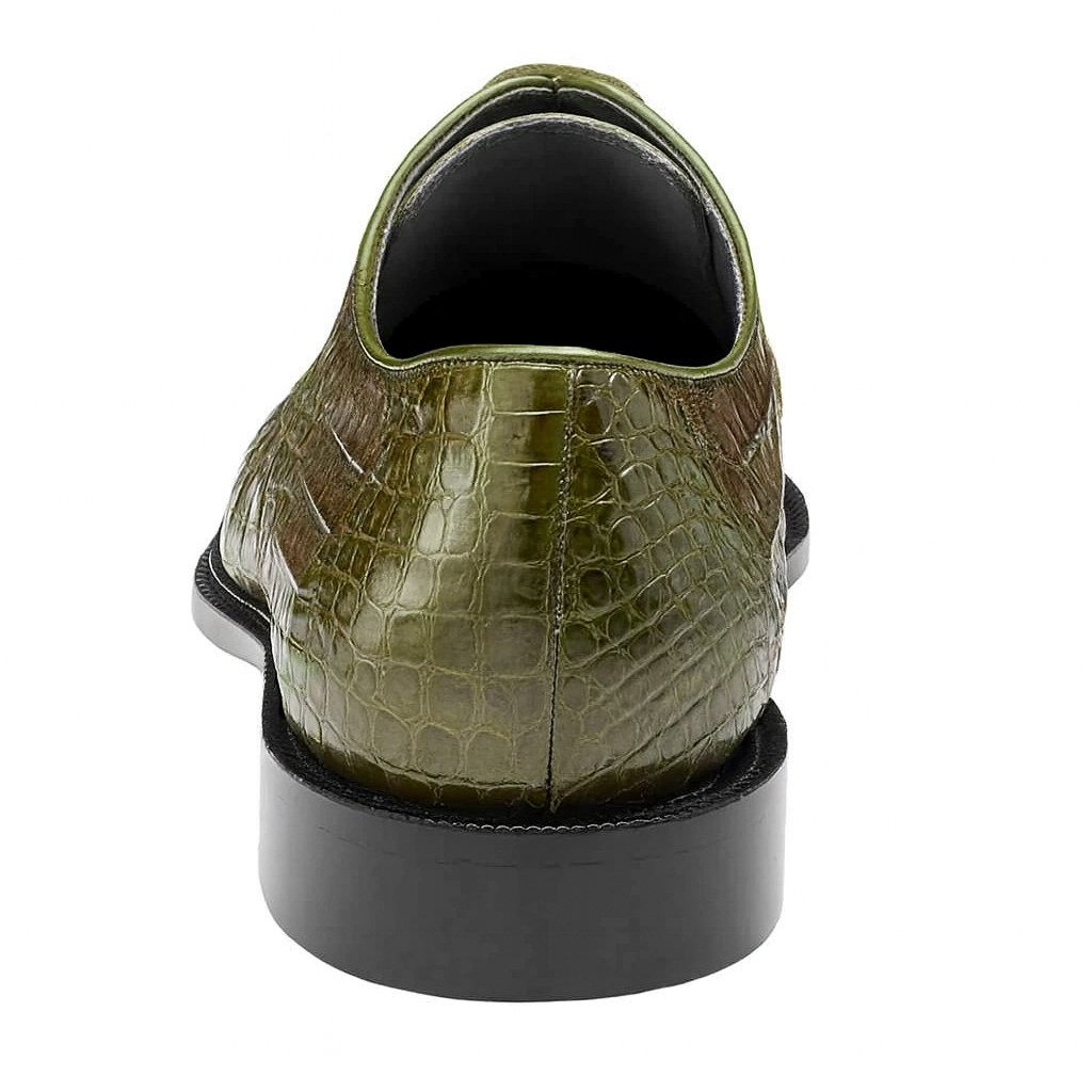 Mens Belvedere Chapo Caiman Crocodile Hornback Dress Shoe in Olive Green 6 MEN 1465 OLIVE-M-09.5  - from alligatorwarehouse.com
