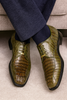 Mens Belvedere Chapo Caiman Crocodile Hornback Dress Shoe in Olive Green 8 MEN 1465 OLIVE-M-09  - from alligatorwarehouse.com