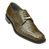 Mens Belvedere Chapo Caiman Crocodile Hornback Dress Shoe in Olive Green 9 MEN 1465 OLIVE-M-09  - from alligatorwarehouse.com