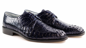 Men's Belvedere Chapo Hornback Caiman Crocodile Dress Shoe in Navy
