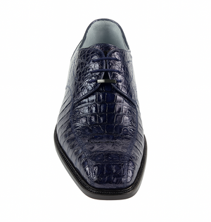 Men's Belvedere Chapo Hornback Caiman Crocodile Dress Shoe in Navy