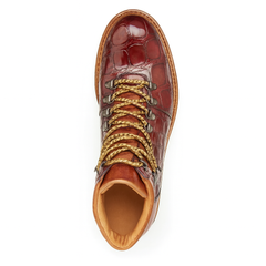 Mens Belvedere Damian Alligator Hiking Boot in Peanut