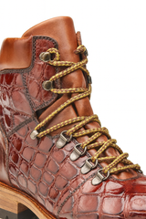 Mens Belvedere Damian Alligator Hiking Boot in Peanut