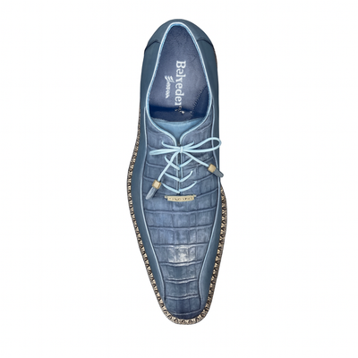 Mens Belvedere Gabriele Caiman Crocodile Dress Shoe in Blue 6   - from alligatorwarehouse.com
