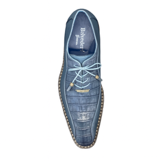 Mens Belvedere Gabriele Caiman Crocodile Dress Shoe in Blue