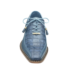 Mens Belvedere Gabriele Caiman Crocodile Dress Shoe in Blue